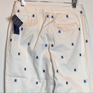 NWT Charter Club Golf cropped pants w/ argyle style embroidered golf club images